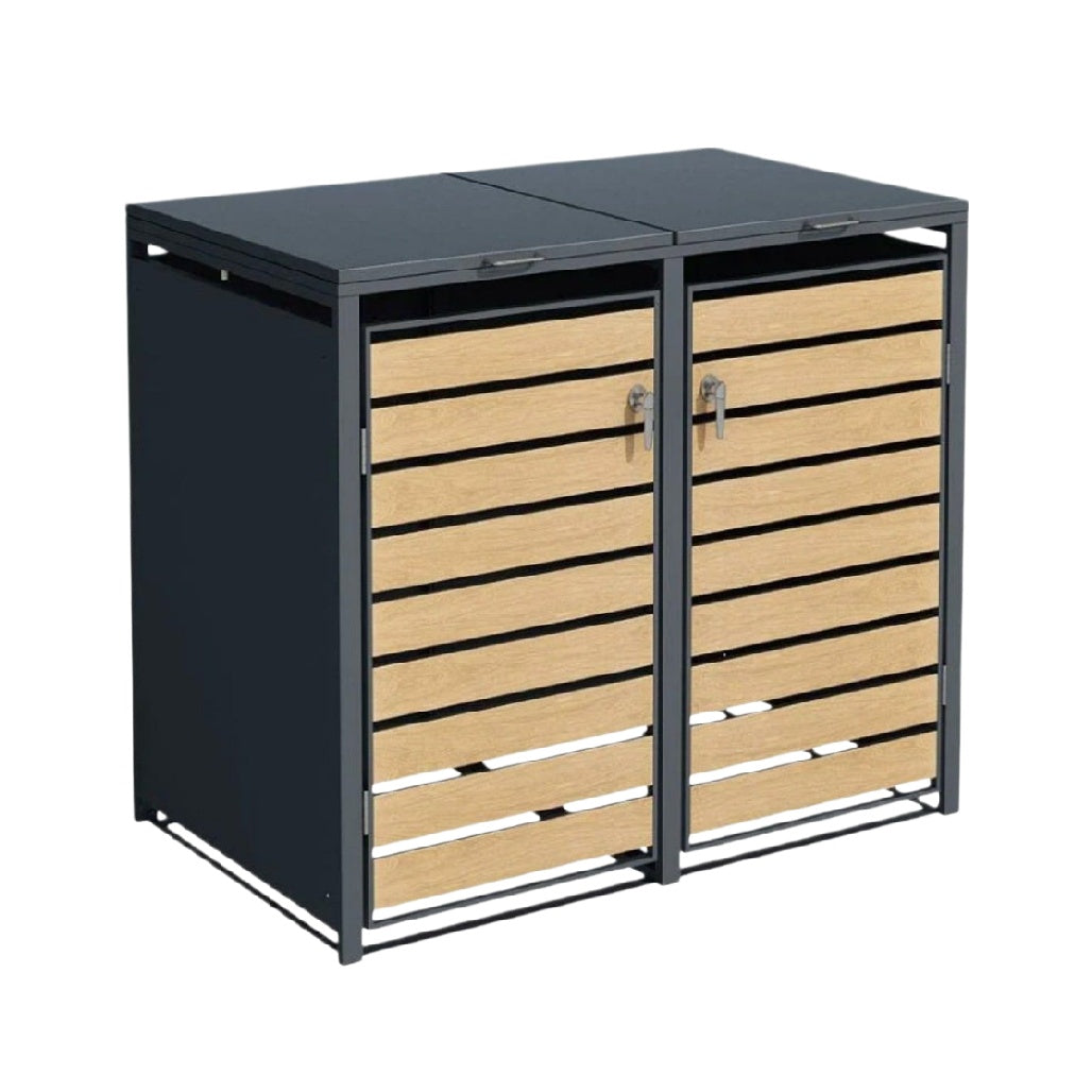 Technischer Gartenlager mit Holzfront und abschließbaren Türen