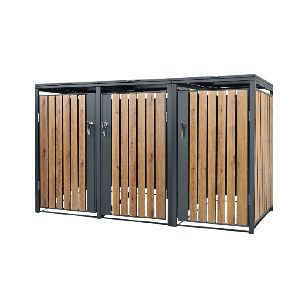 Holz- Metall-Gartenlager mit drei Türen